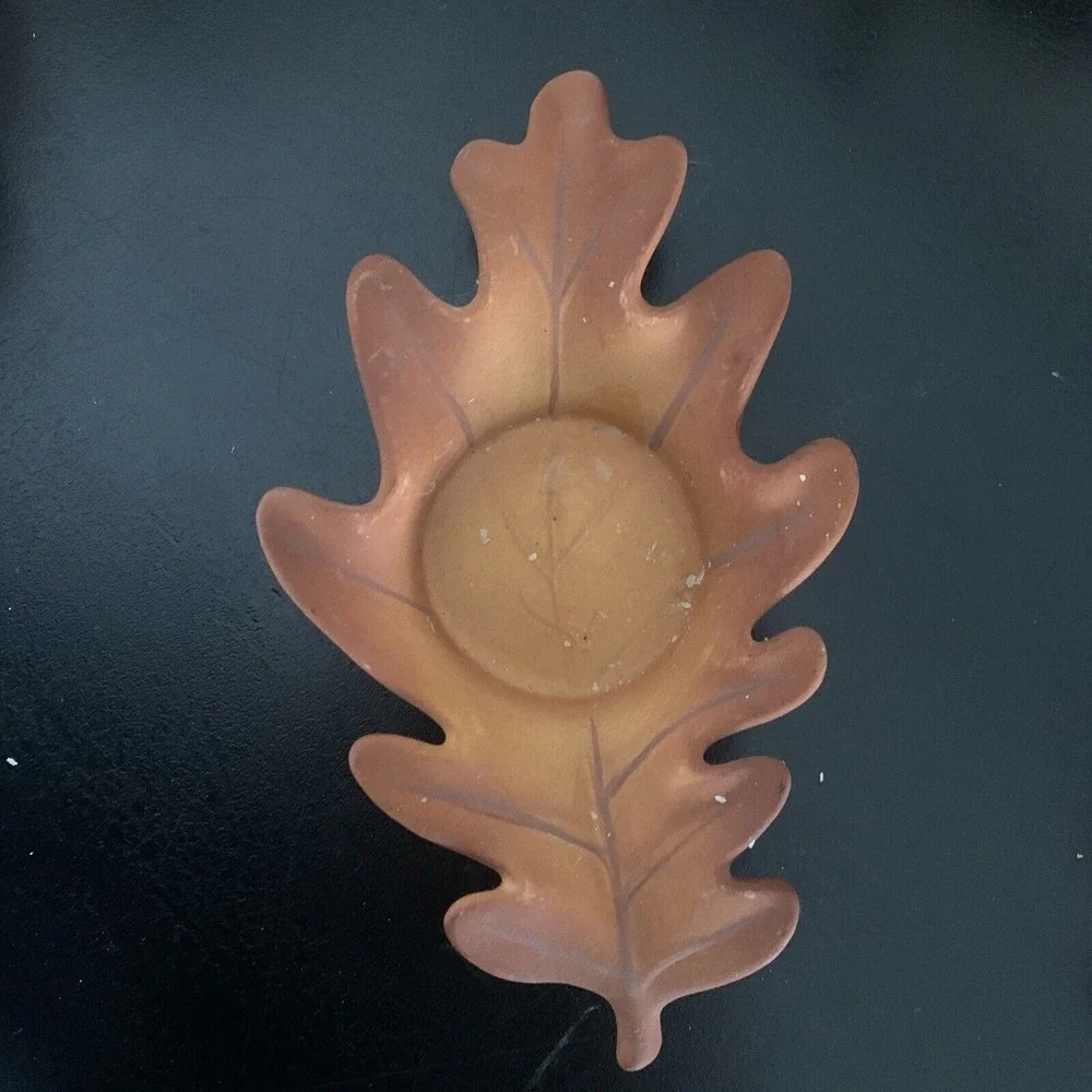 PartyLite Whispering Leaves Candle Holders Fall Autumn 6 Pieces Bisque oak maple